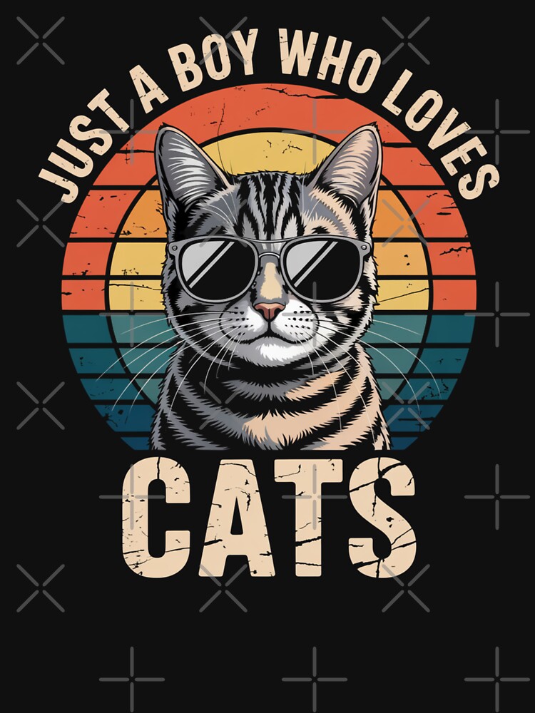 Just A Boy Who Loves Cats Cool Cat Design by Gogetgiggles