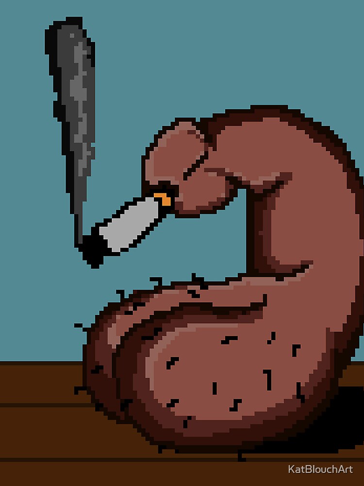 "Cigarette Break Pixel in Brown" by KatBlouchArt
