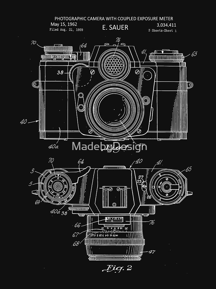 Camera Vintage Patent Blueprint 1962 by MadebyDesign