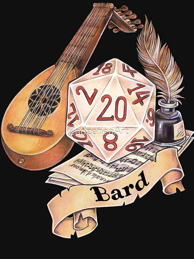 Role-playing game tabletop D20 dice gift bard by ZadzeneaArt