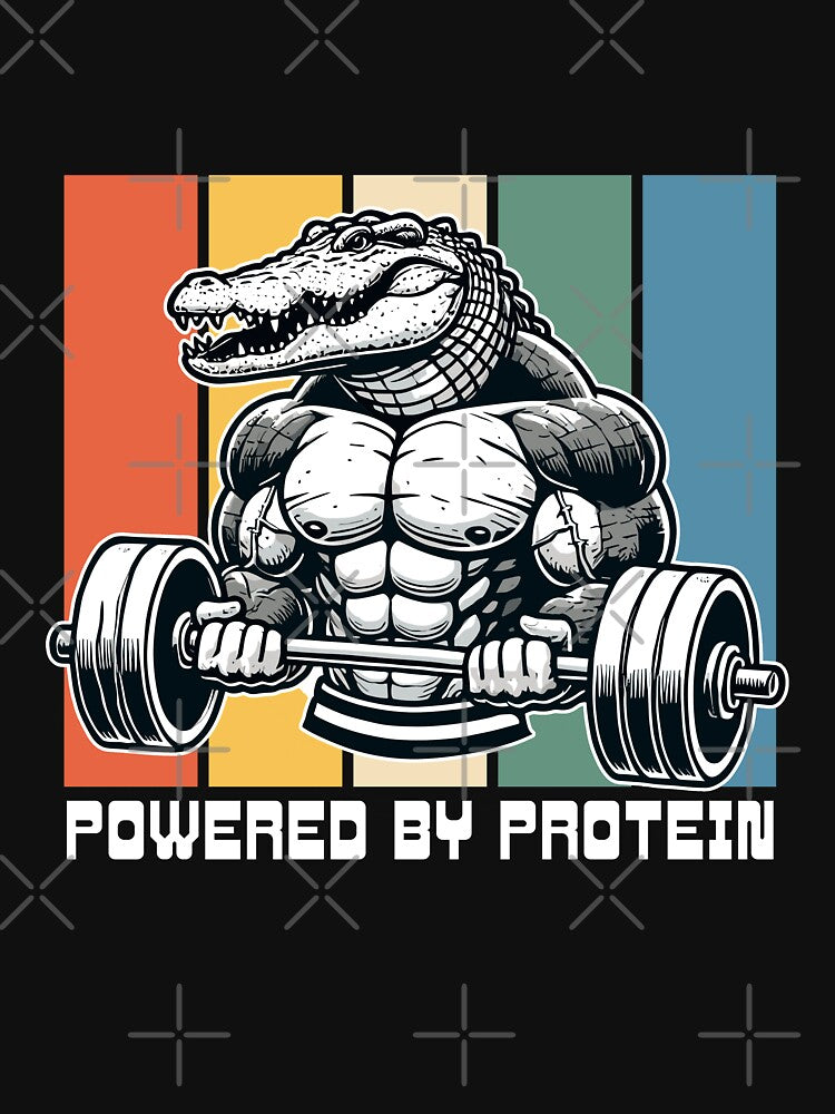 Muscular Alligator Lifting Weights - Powered by Protein by MaateoDesign
