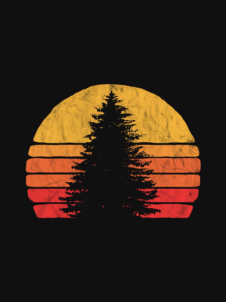 Solitary Pine Tree Sun - Vintage Retro Outdoor Graphic by TomAScott27