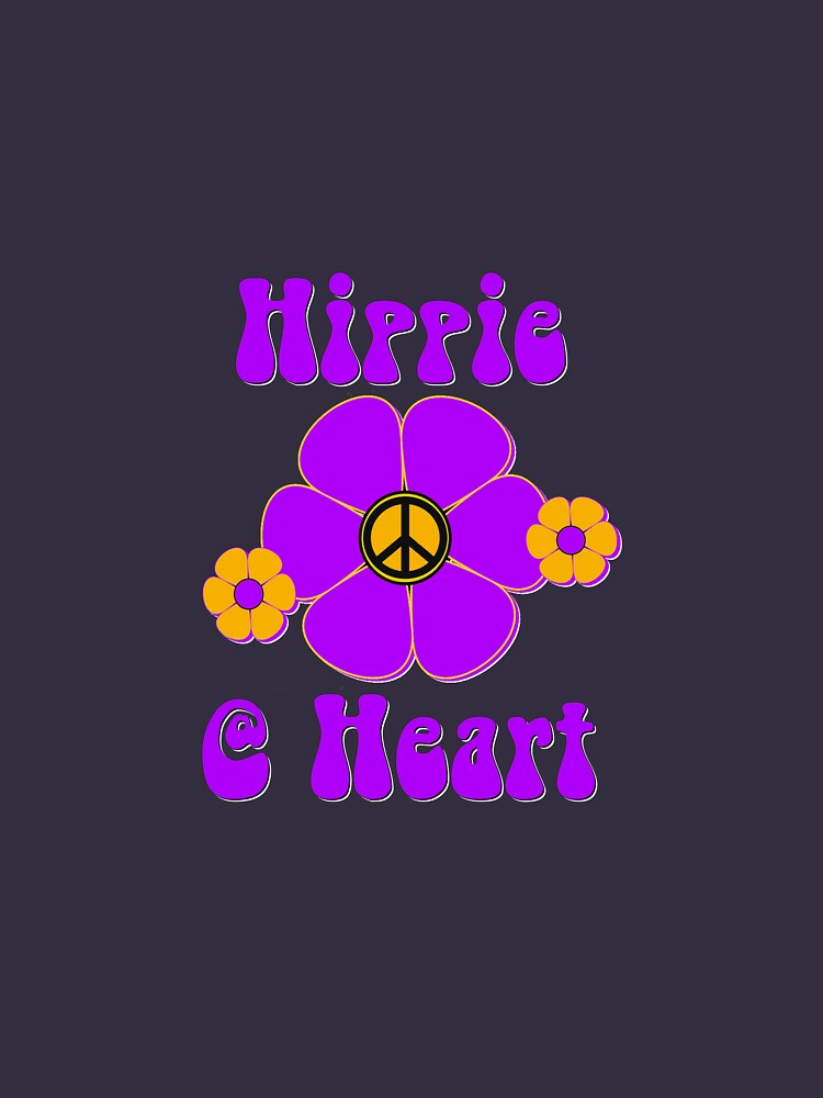 Hippie At Heart Peace Sign Flower Design Flower Power - Cool Gifts For Cool People by artandsoul38