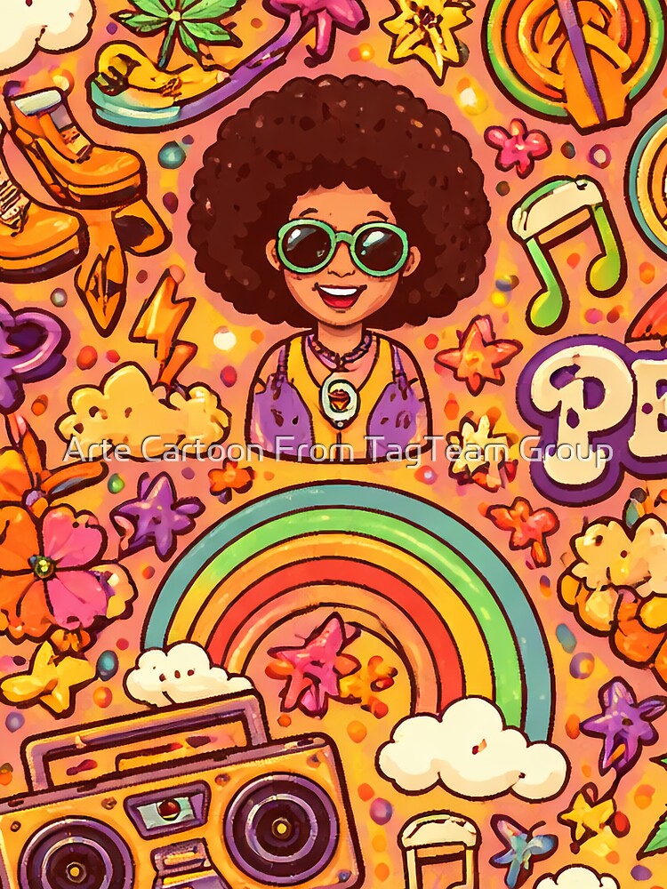 Hippie Style from 60s-70s: Peace and Love Pattern by Arte Cartoon From TagTeam Group