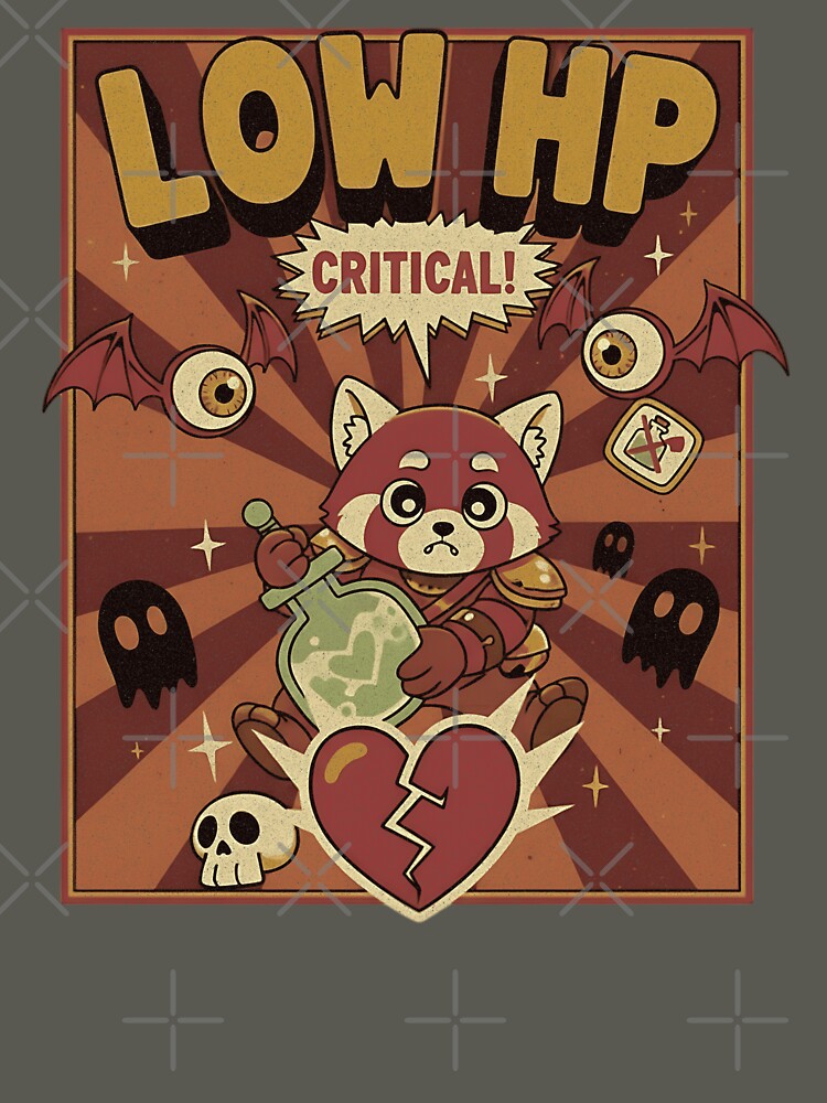 Low HP Critical! Retro Gaming Red Panda Art by AwesomeBeyondLimits