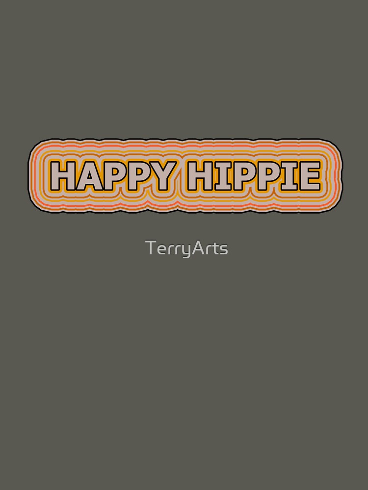 Happy Hippie Words Earthy Tones Hippie Vibes Retro Lines 3 of 4 by Beachy