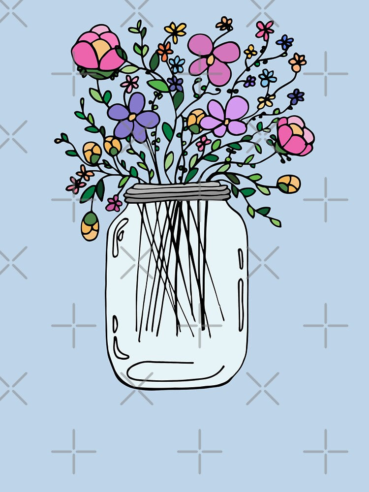 Mason Jar with Flowers by Ruta Rudminaite