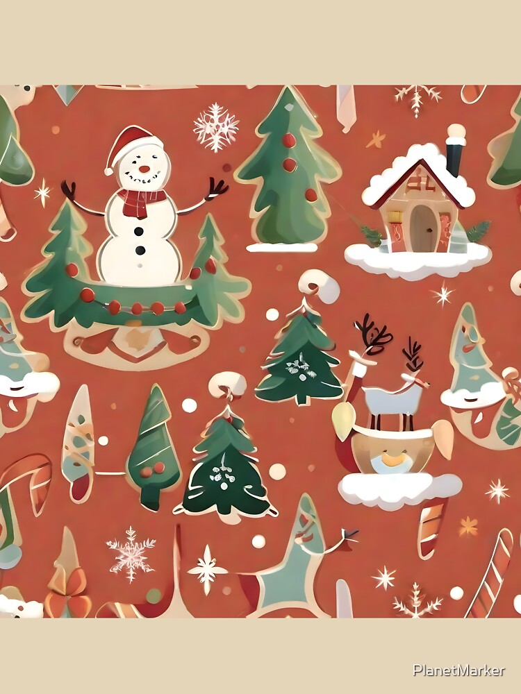 Beautiful Retro Boho Abstract Christmas Holiday Pattern by PlanetMarker