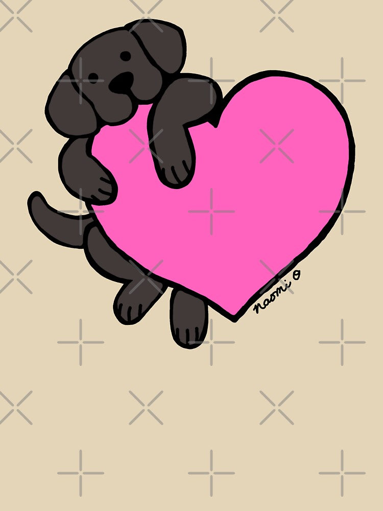 Black Labrador and Pink Heart by HappyLabradors