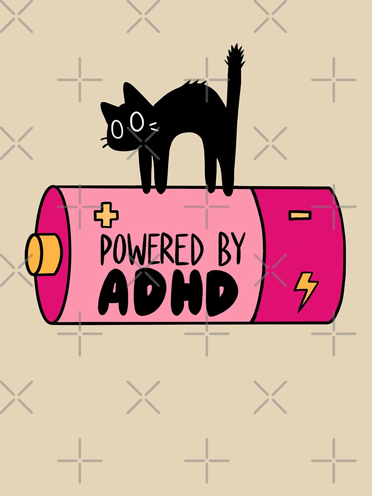 Powered By ADHD Cat Pink by ari-tistic
