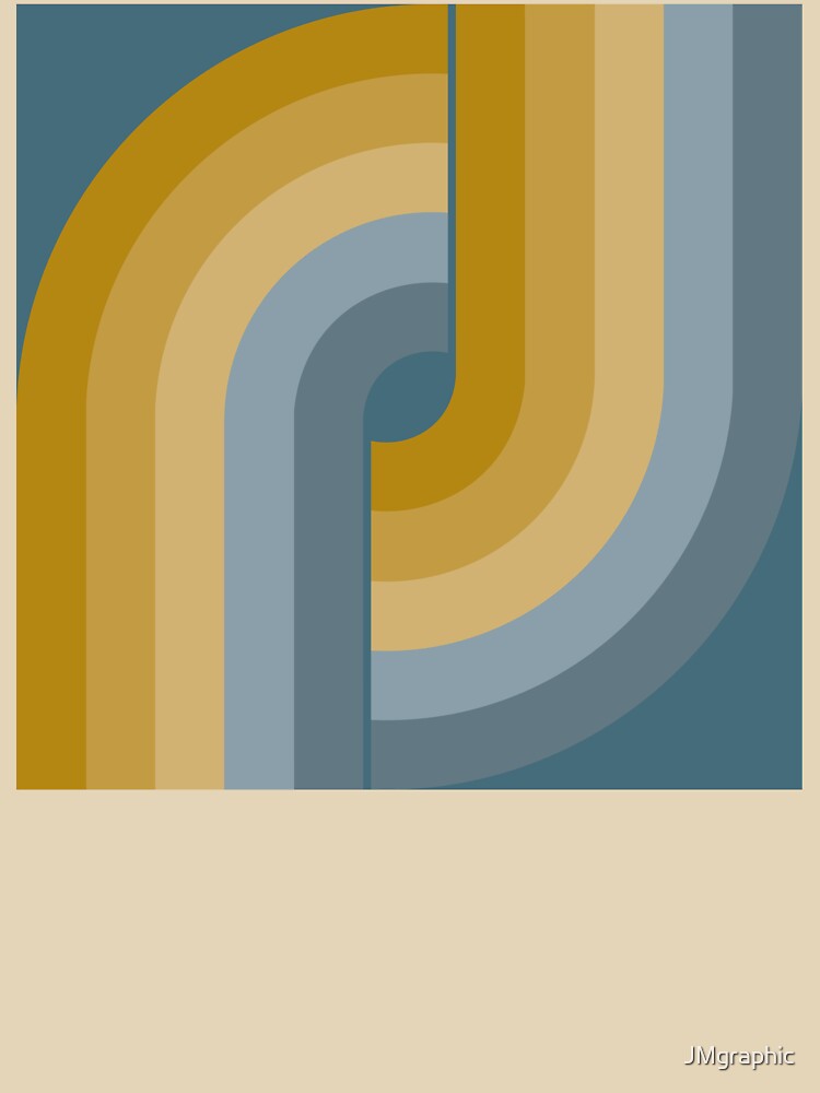 Geometric Retro Vintage Style - Mustard Gold Green and Dusty Blue by JMgraphic