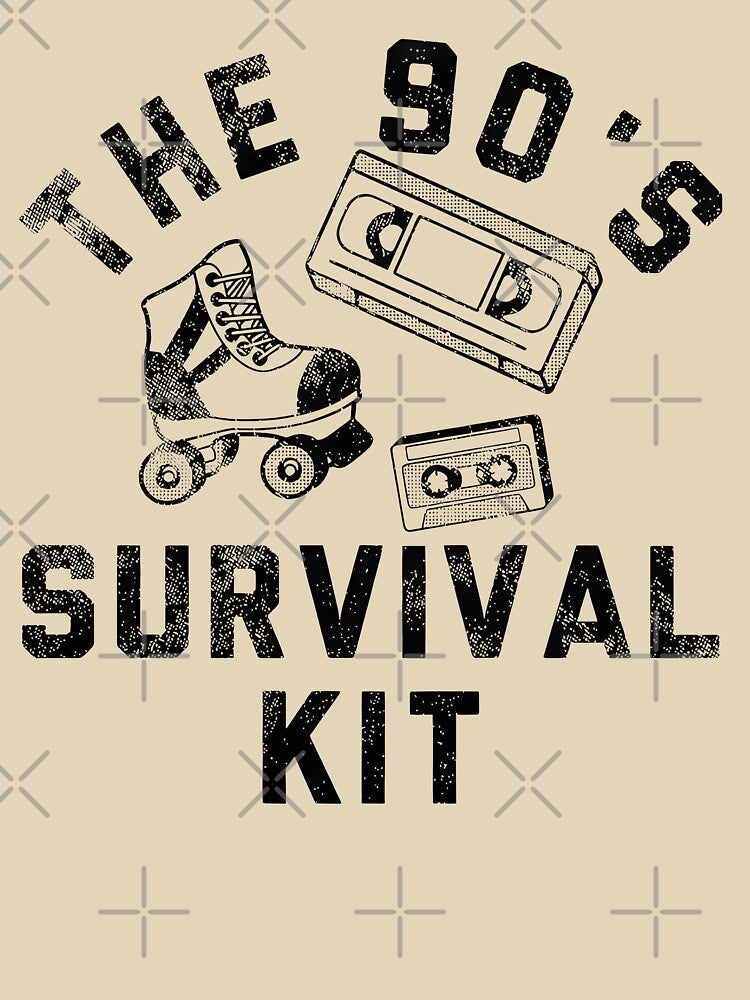 Funny 90s Survival Kit Sarcastic Retro Graphic Design for Ladies, Teenagers by Creatiforge
