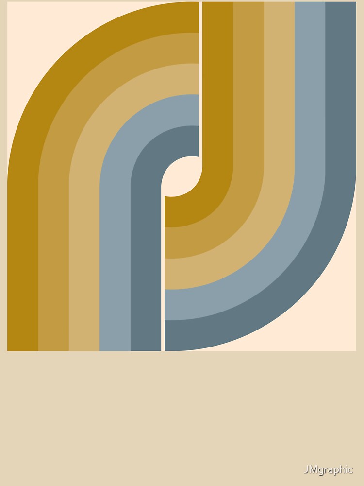 Geometric Retro Vintage Style - Mustard Gold and Dusty Blue by JMgraphic