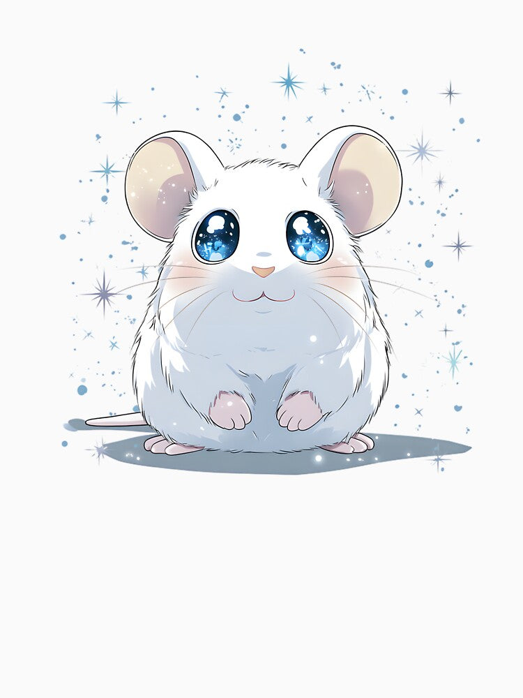 Kawaii White Mouse with Blue Eyes – Cute Cartoon Mouse by CuteSquadStudio