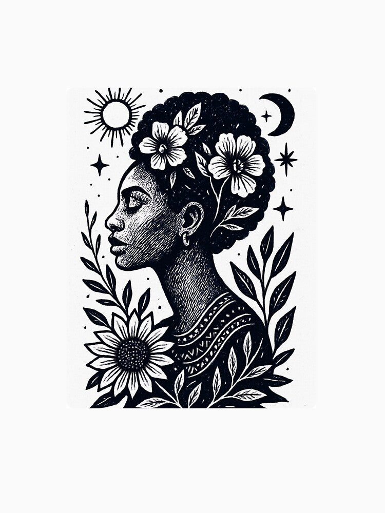 Celestial Roots – Afrocentric Minimalist Art Print by INK & DAYDREAMS