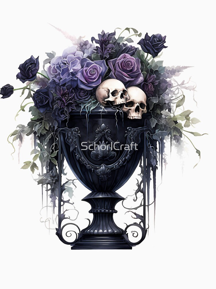 Gothic Flower Vase with Skulls by SchorlCraft
