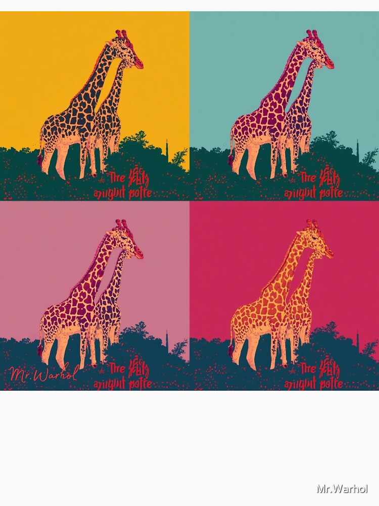 Colorful Giraffes Pop Art Poster by Mr.Warhol