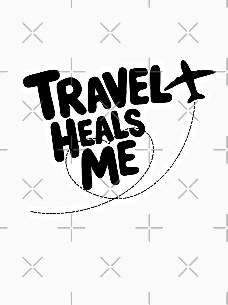 Travel Heals Me – Black and White Travel Quote with Airplane | Minimal Travel Design by PTMinimalShop