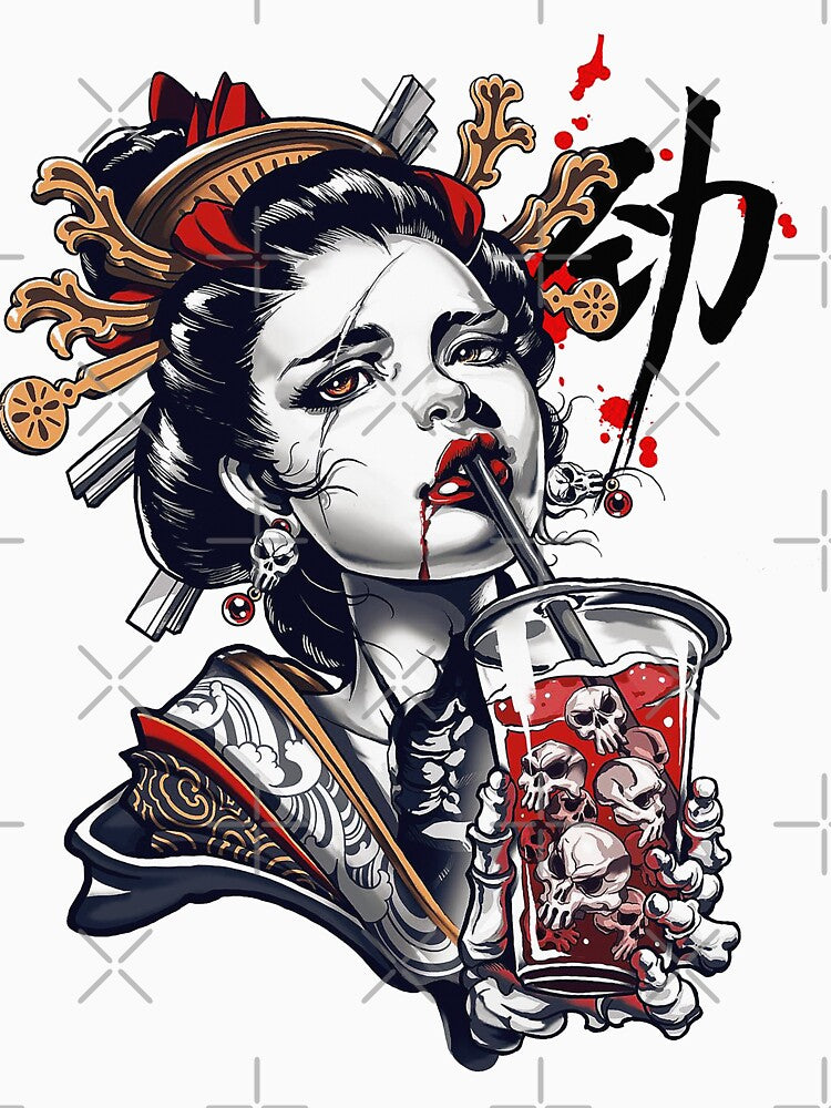 Japanese Geisha Girl Vaporwave Cyberpunk Popart Urban Style by OWLvision33