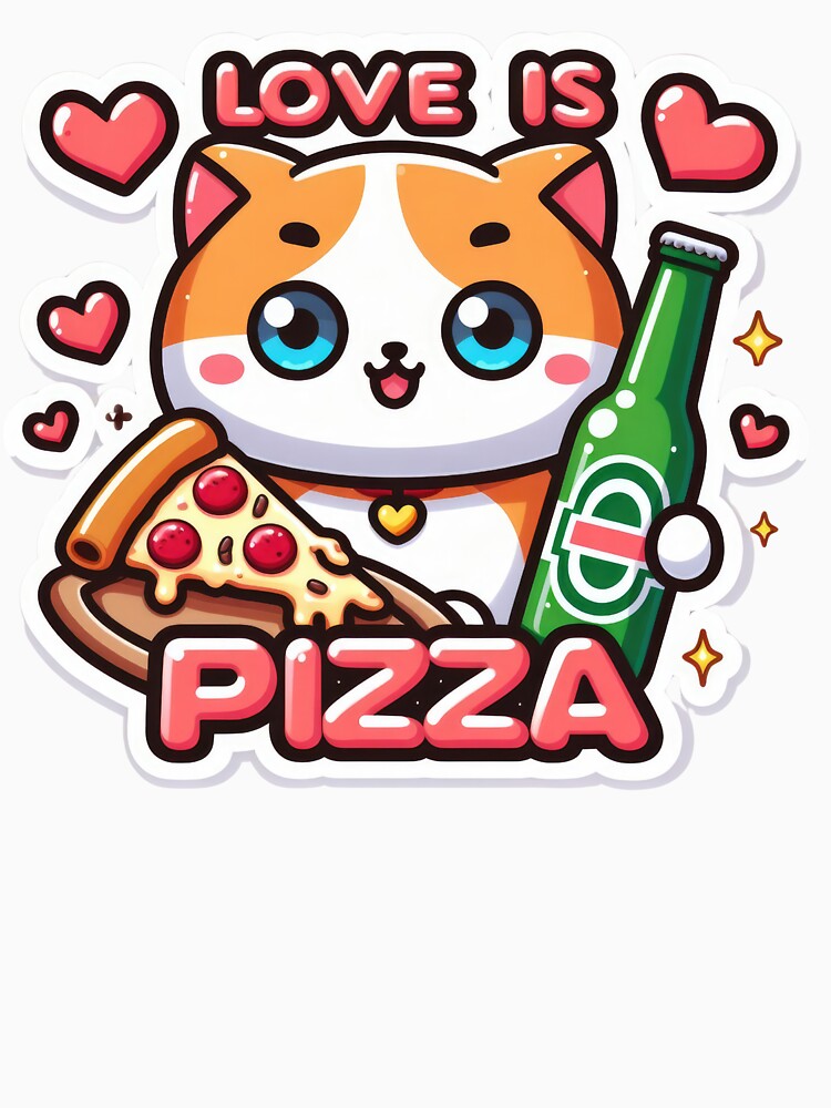 Love Is Pizza Cat Lover Foodie Beer Drinker by StickChic