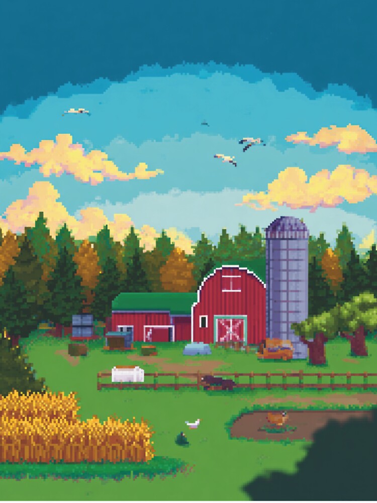 Cozy Pixel Farm  Cute Retro Farming‑Sim Inspired Art by Pixel8Prints