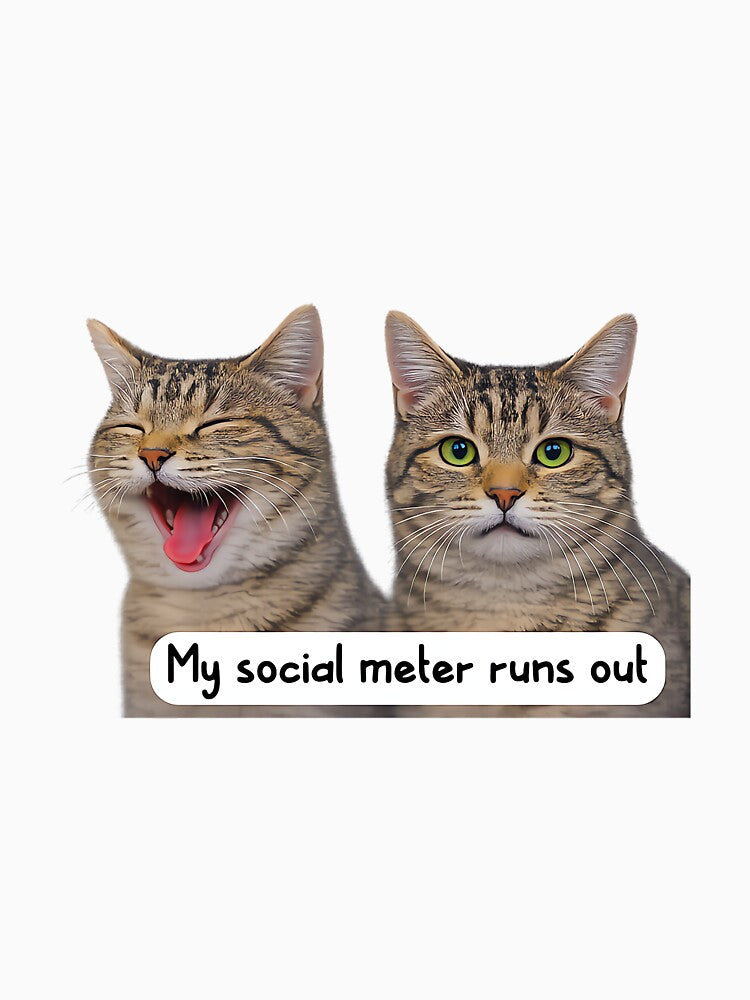 Neurospicy My Social Meter Runs Out Funny Introvert Cat Meme Premium Tri-Blend by JohnVBurks