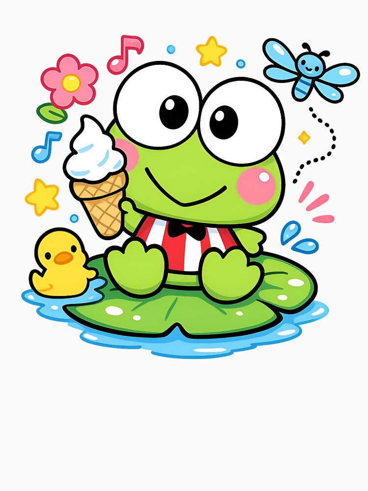 Happy Keroppi with ice cream and ducky by Mich.shop