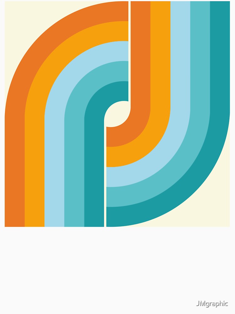 Geometric Retro Vintage Style - Turquoise blue and Orange by JMgraphic