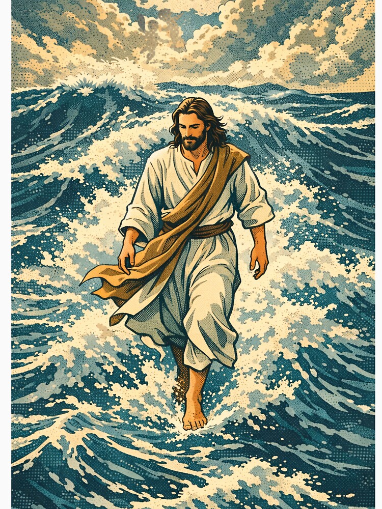 Jesus Walking on Water - Vintage Christian Art by Catholicgemz
