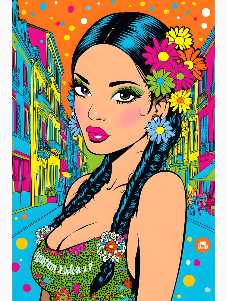 Stylish Woman in Vibrant Colorful Street Art Scene by Artessie