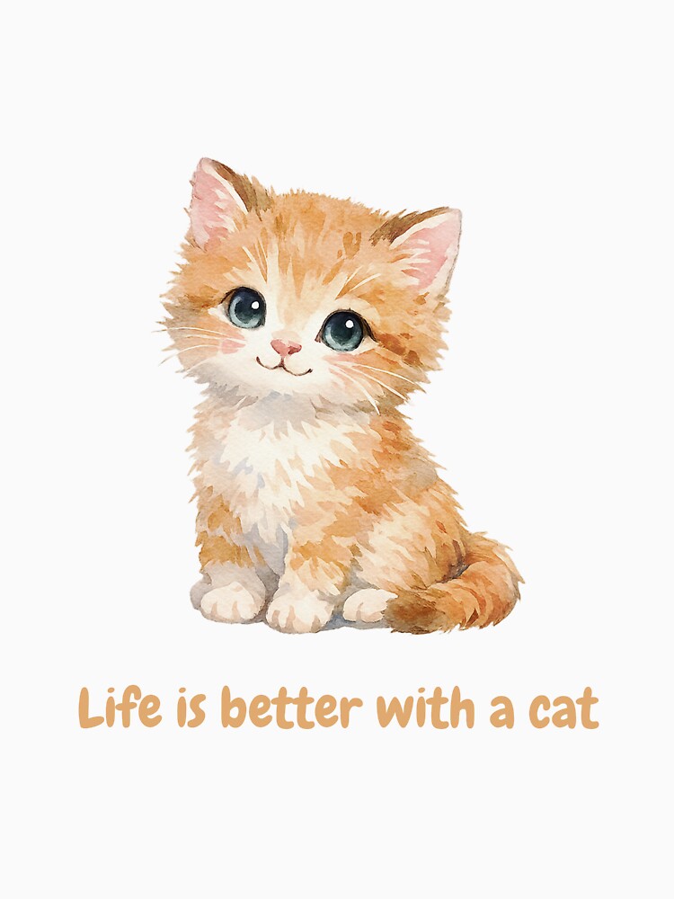 Cute Watercolor Orange Tabby Kitten - Life is Better with a Cat by AliKwStore