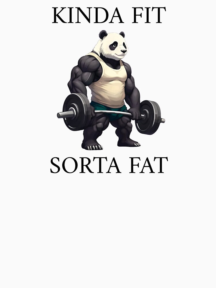 Kinda Fit Sorta Fat Gym Panda Weightlifting by krystalRomanart