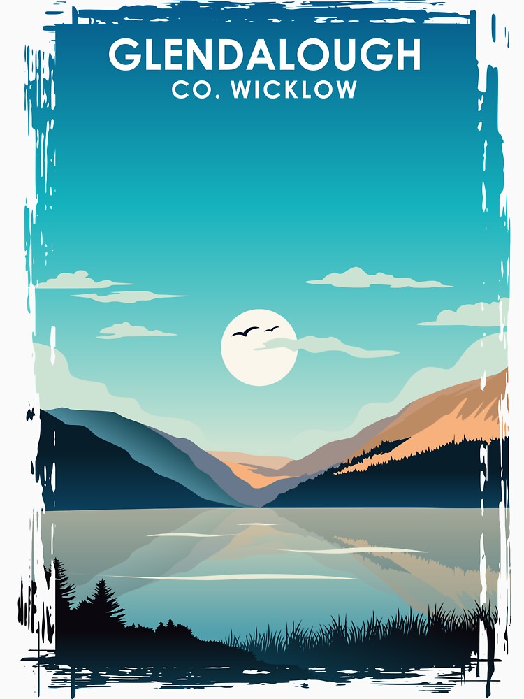 Glendalough Ireland Vintage Minimal Retro Travel Poster by Stadify