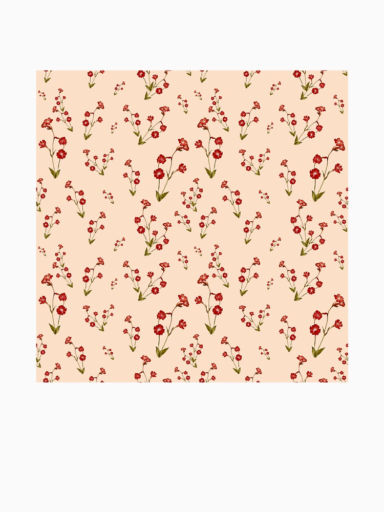 Flower red pattern a cute watercolor illustration pink by Yana Mustafina | Boho Soulful Designs