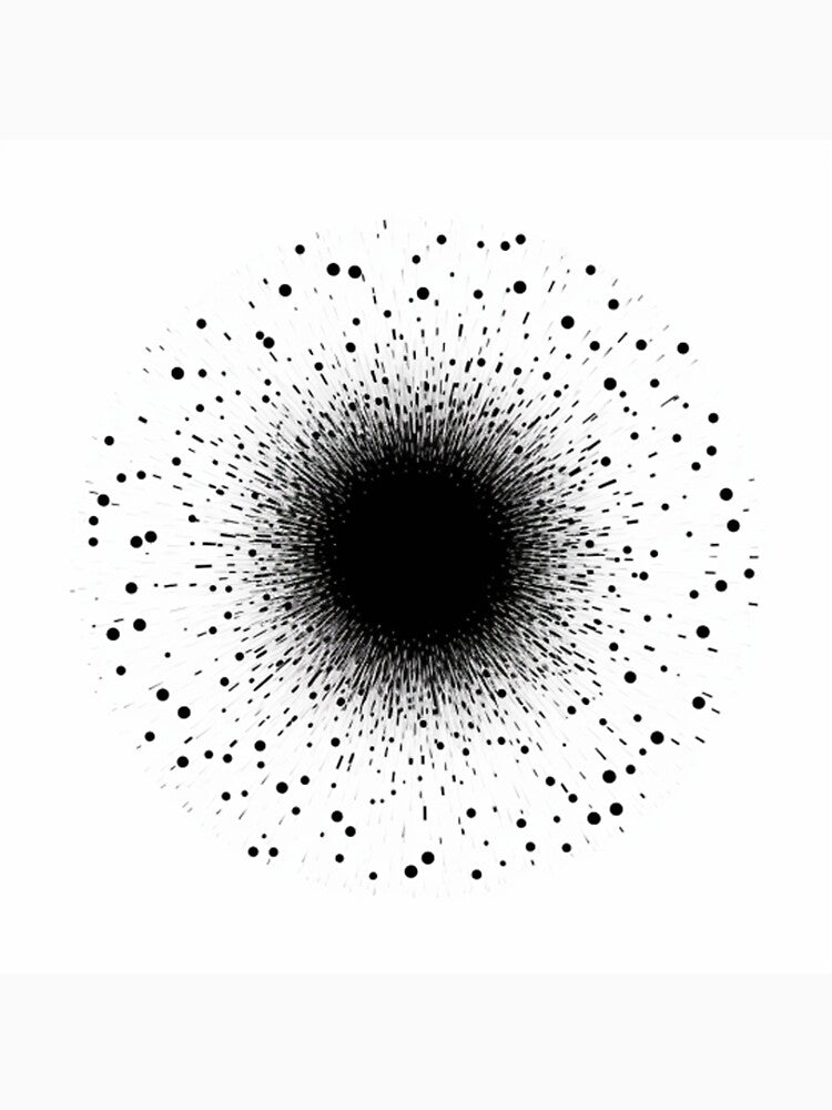 A black dot on white background art by lineblock