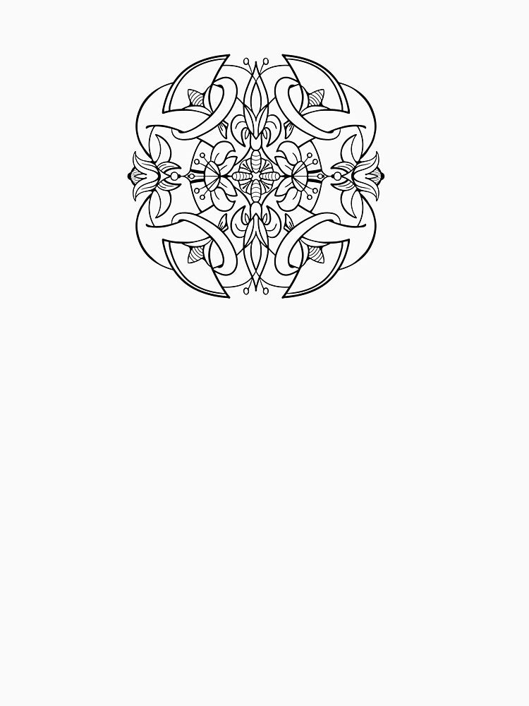 Ornate black ink fantasy flowers square element by VaskanianArt