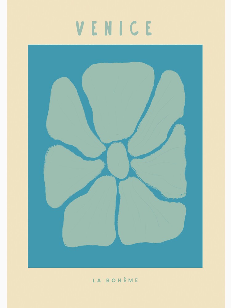 Teal Abstract Boho Flower by bowsbotanicals