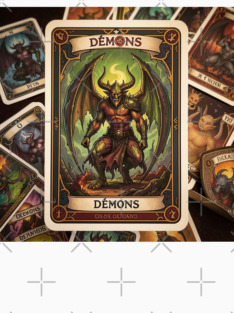 Fantasy Demon Card – Dark Tarot Style Demon Illustration by FrenchRomani