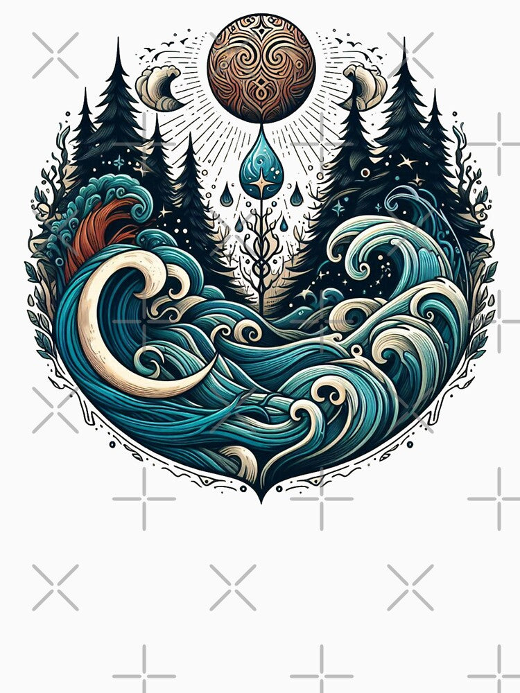 The graphic portrays a mystical scene where the sea by VisualHut