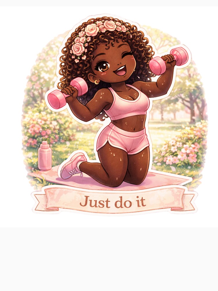 Cute Workout Motivation Sticker | Soft Girl Fitness Aesthetic | Gym Girl Illustration | Self Love Fitness Vibes by PrincSaraStudio