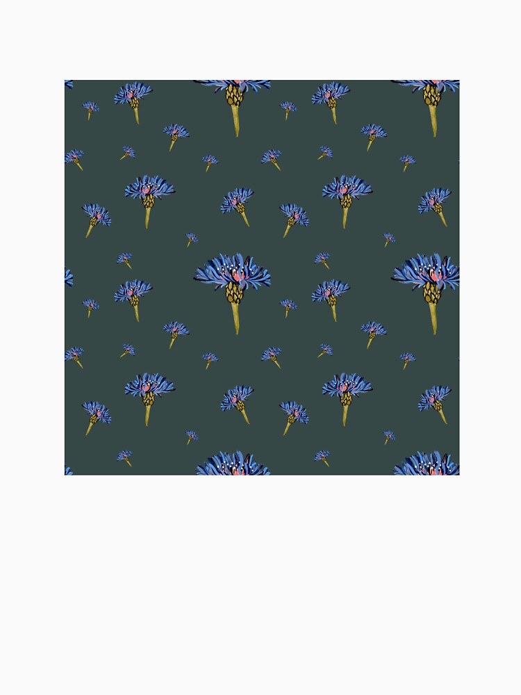 Flower blue violet pattern hand drawn watercolor turquoise by Yana Mustafina | Boho Soulful Designs