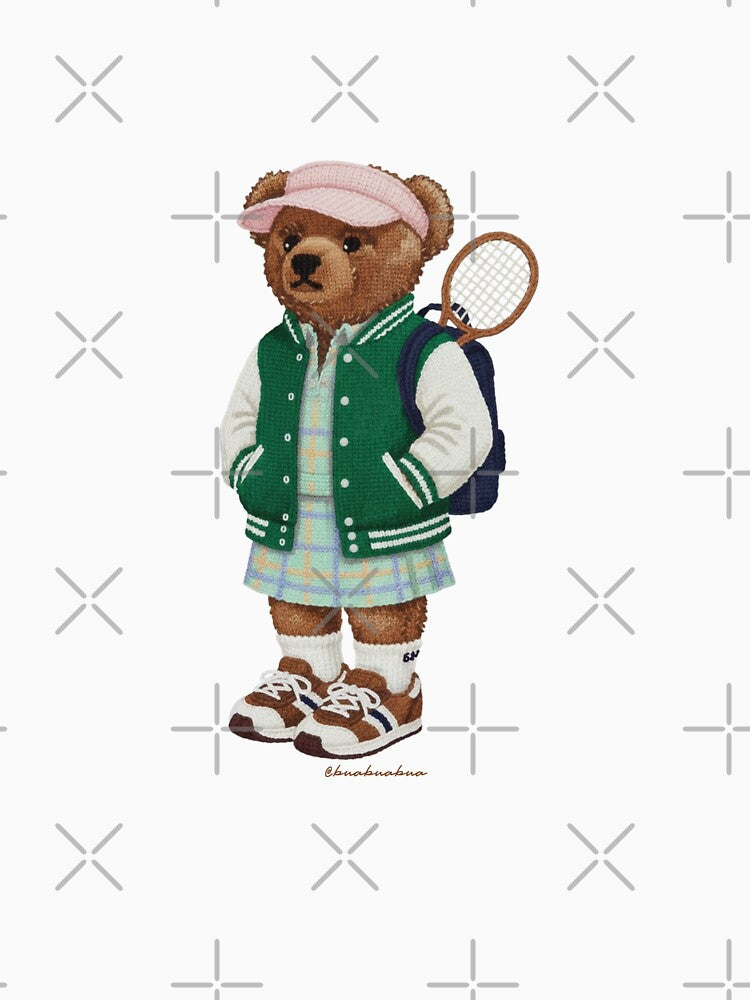 Cute Preppy Green Tennis Player Teddy Bear by BUABUABUA
