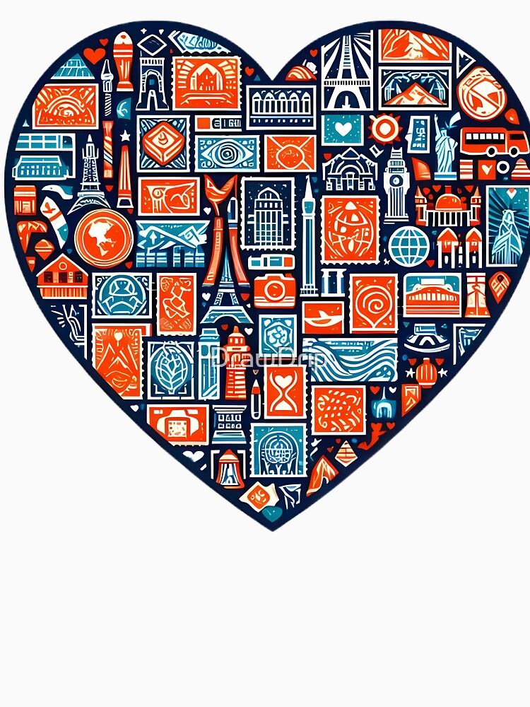 Travel Heart World Landmarks Wanderlust Icon Design by DrawDrip