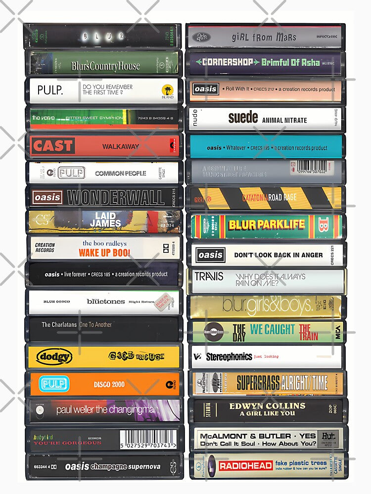 britpop singles - 90s music cassette by Soybean-Turu