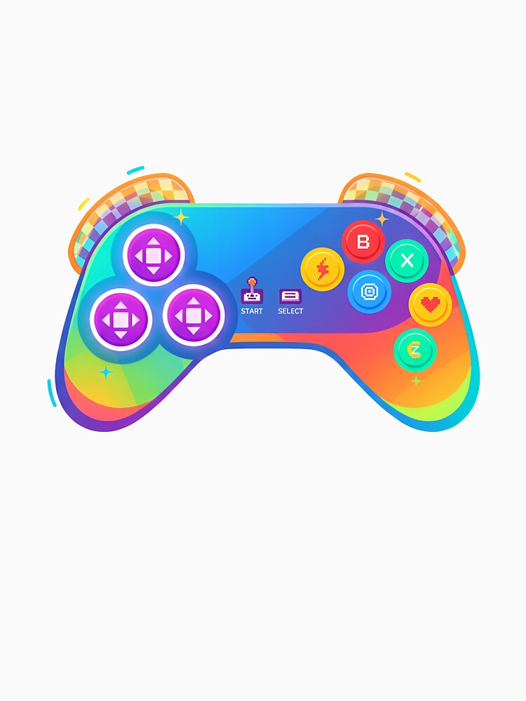 Neon Gaming Controller T-Shirt – Colorful Gamer Aesthetic Tee by Rivistudio