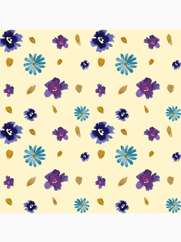 Viola daisy peony petal beige pattern watercolor by Yana Mustafina | Boho Soulful Designs