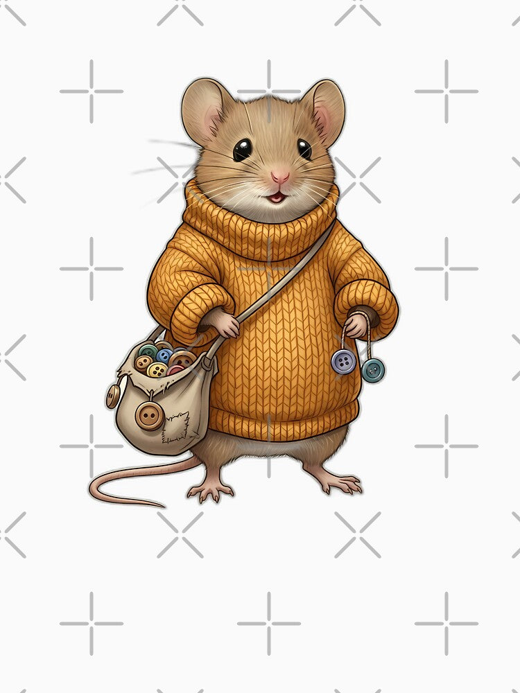 Tiny Field Mouse with Oversized Sweater and Button Bag by pumsquare