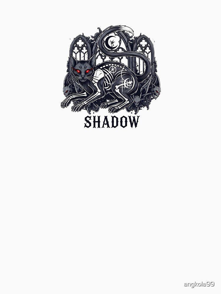 cat t shirt design, gothic streetwear graphic t shirt vector, cat dark art streetwear  white background without text by angkola99