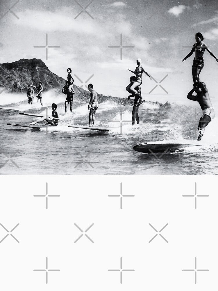 Vintage Hawaii Tandem Surfing by TeeARTHY