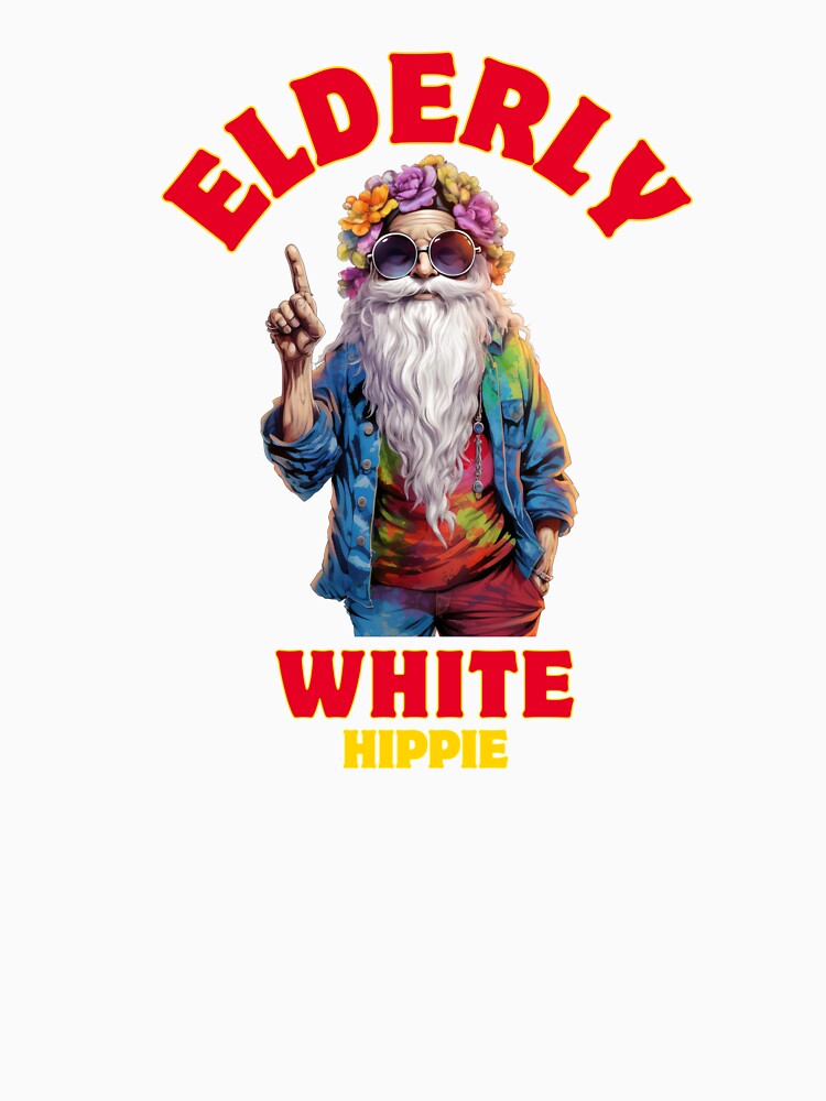 Elderly White Hippie Funny Retro Flower Power Design GIfts by Maniutek
